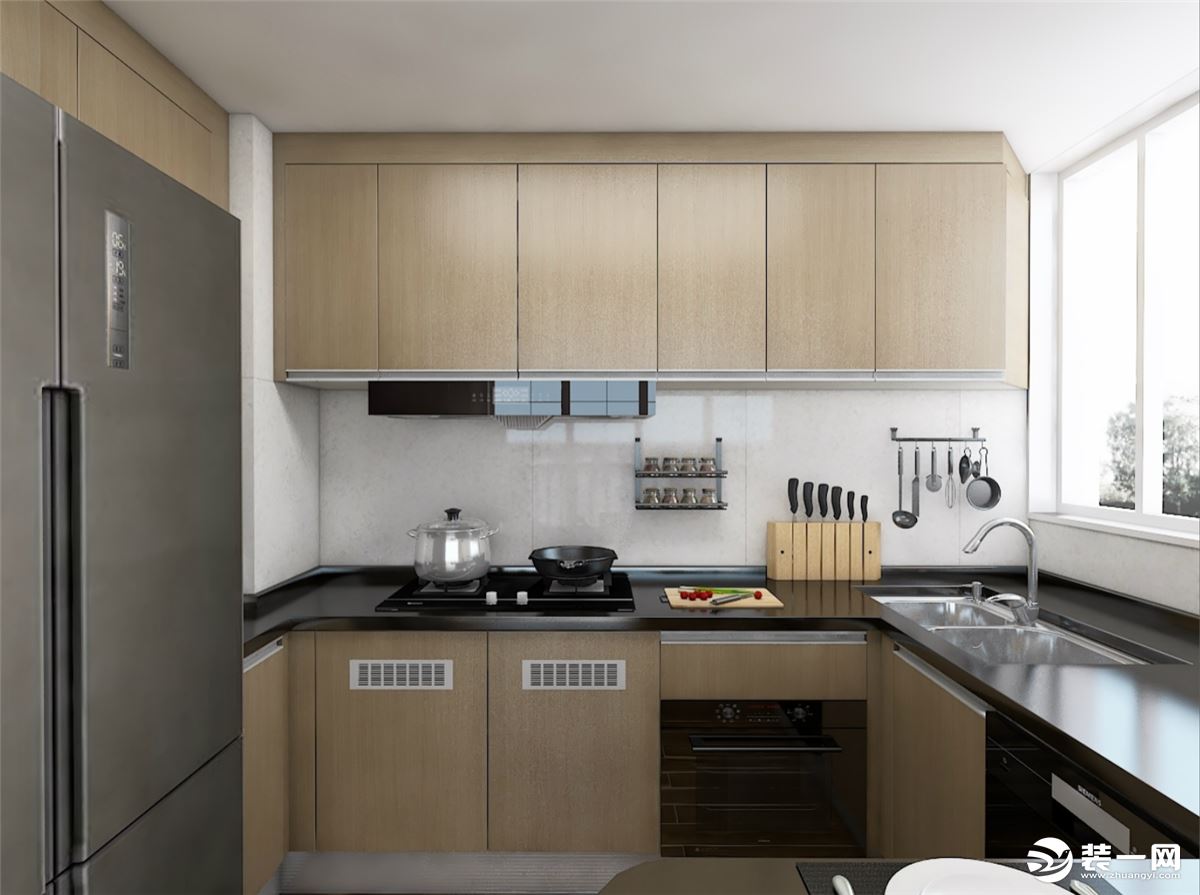 诺丁山b2-2802-160平大户型现代简约风格效果图厨房正面