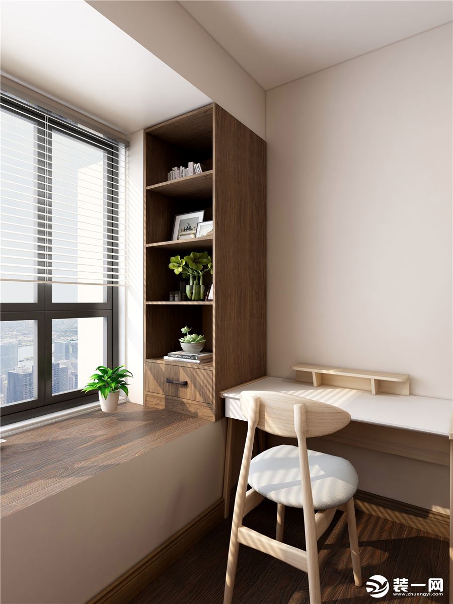 佰利山G2-140平大户型中式风格效果图书桌+窗边柜