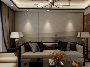 佰利山G2-140平大户型中式风格效果图沙发