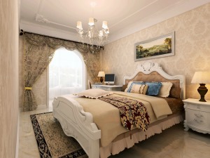利用家具上面简洁的线条体现出欧式的大气，为卧室增添了复古的氛围。