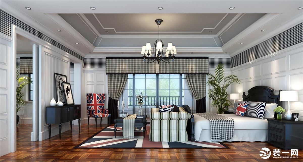 惠州润城装饰兰溪谷600平方美式风格卧室效果图案例