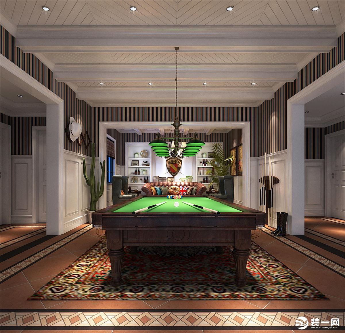 惠州润城装饰兰溪谷600平方美式风格娱乐室效果图案例