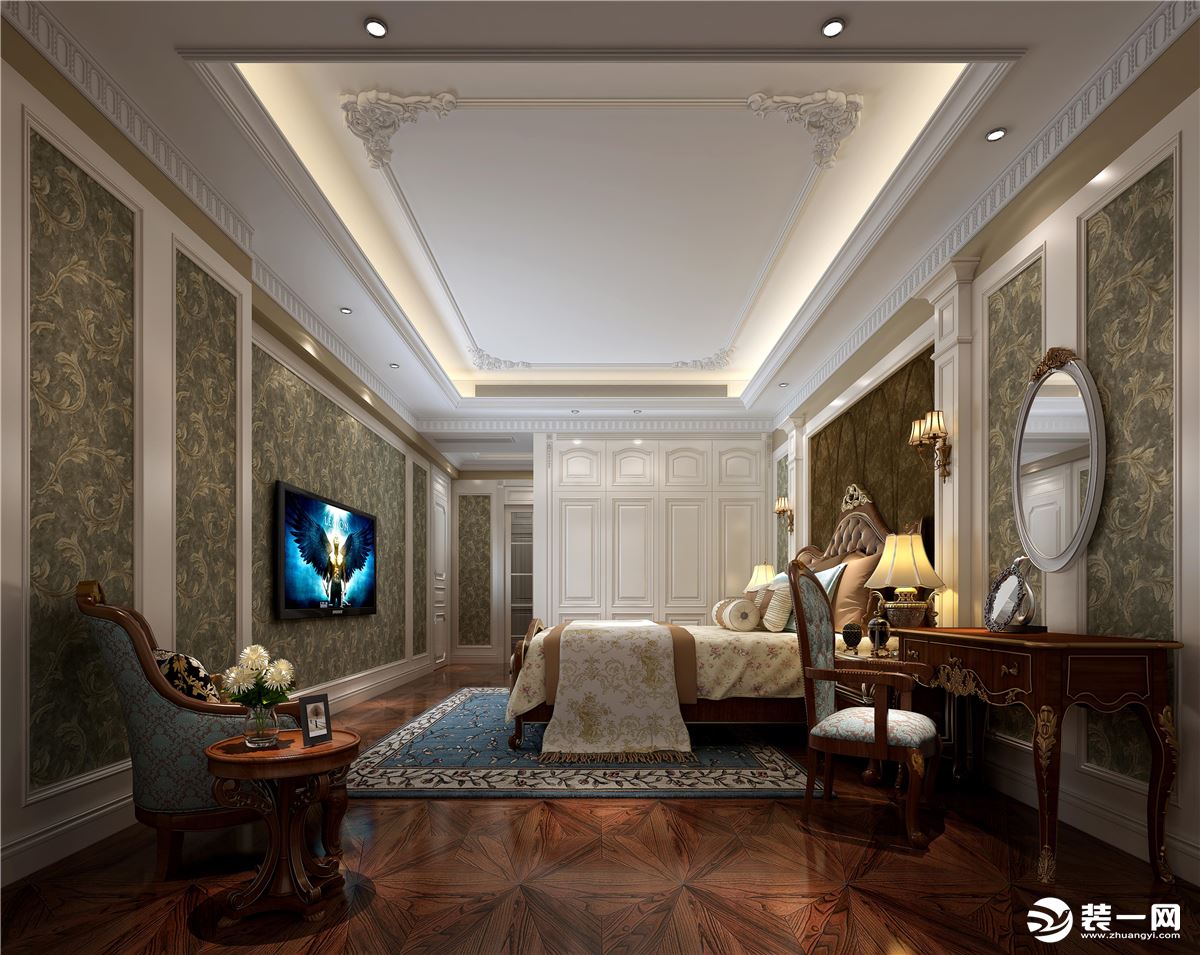 惠州润城装饰华贸铂金府250平方法式风格主卧效果图案例