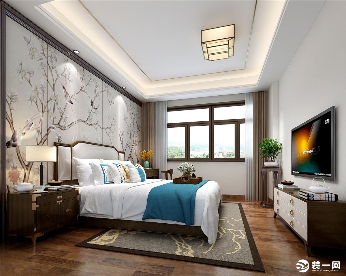 惠州润城装饰御水豪庭183平方新中式风格老人房效果图案例