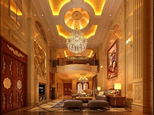 惠州润城装饰珑湖湾800平方法式风格大厅效果图案例