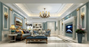 惠州润城装饰华贸铂金府250平方法式风格客厅效果图案例