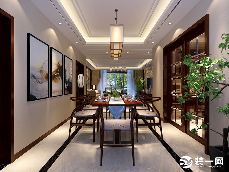惠州品界整装水云居120新中式风格餐厅效果图