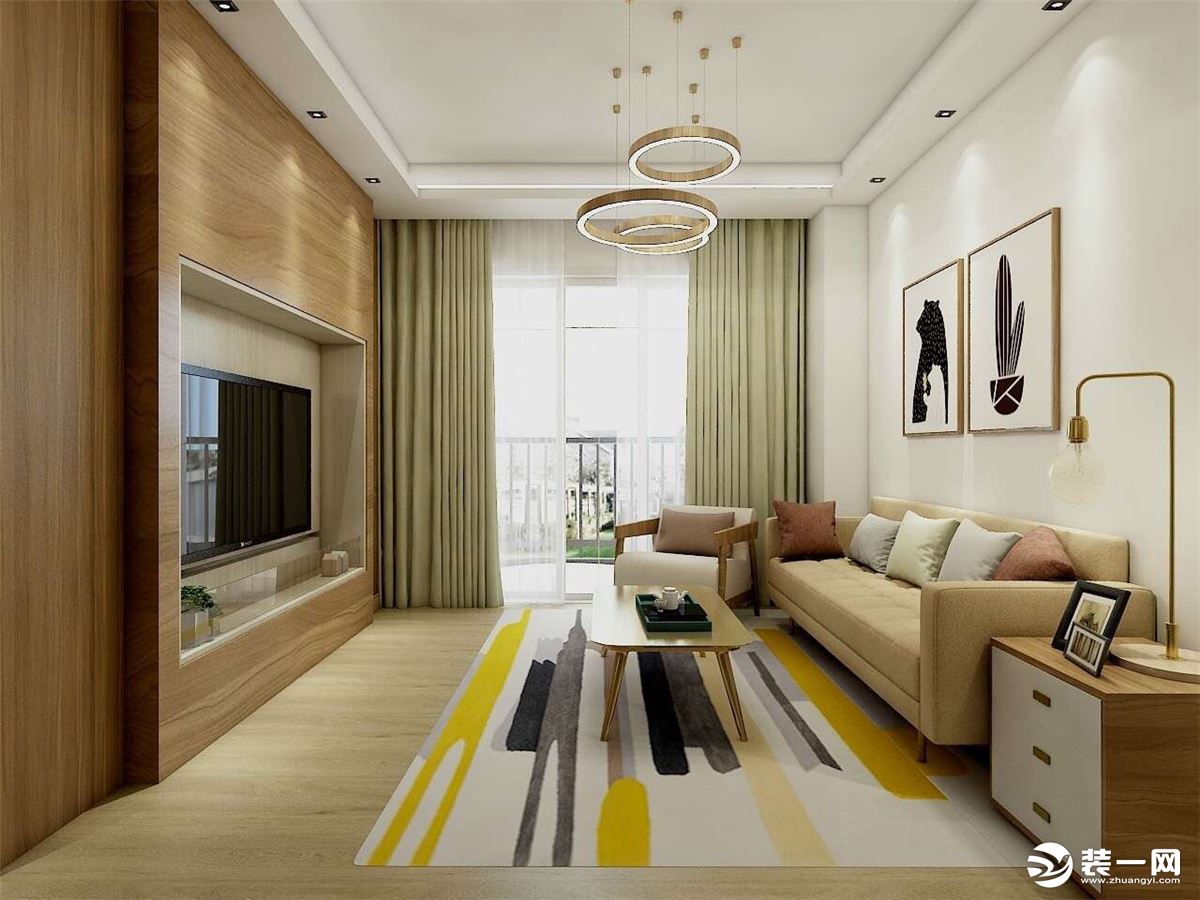 惠州品界整装丽景湾上94平北欧风格客厅效果图