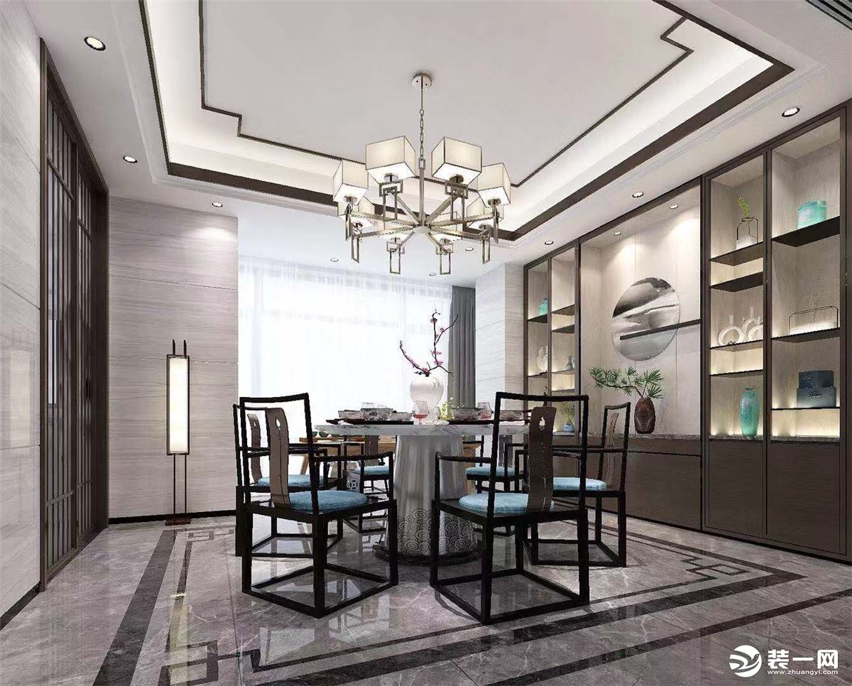 惠州品界整装淡水万城名座128平中式风格餐厅效果图案例