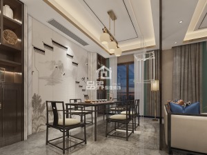 惠州品界整装白鹭湖170平新中式风格茶室效果图