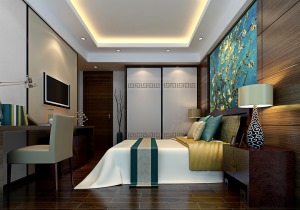 惠州品界整装珑湖湾168平中式风格卧室效果图