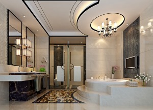惠州品界整装珑湖湾168平中式风格洗手间效果图
