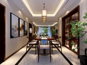 惠州品界整装水云居120新中式风格餐厅效果图