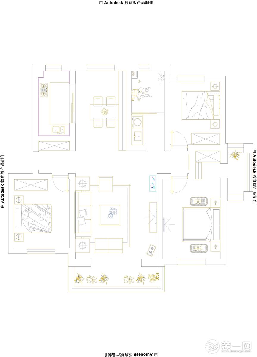 世界环宇123平三居室北欧风格效果图