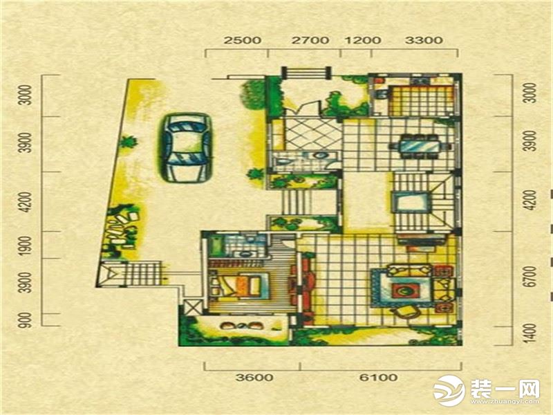 258㎡别墅中式风格装修效果图-平面图