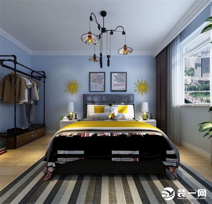 主卧室以低调的颜色搭配，给主人营造一个静怡的睡眠环境