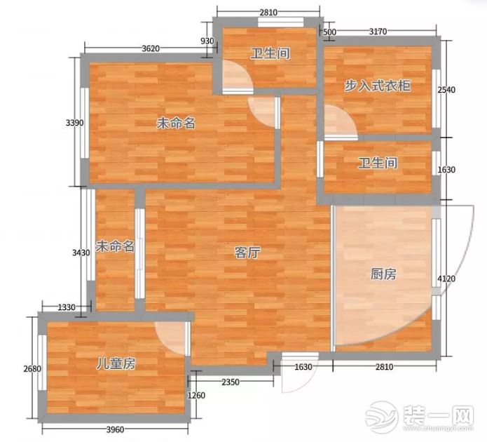 平面圖寧波蘑菇加裝飾明湖花苑86平米二居室簡約風(fēng)格裝修案例