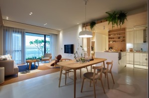 宁波蘑菇加装饰涨浦景苑+日式风格三居室装修设计案例