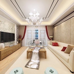南京塞纳春天两居室85平新中式风格装修效果图