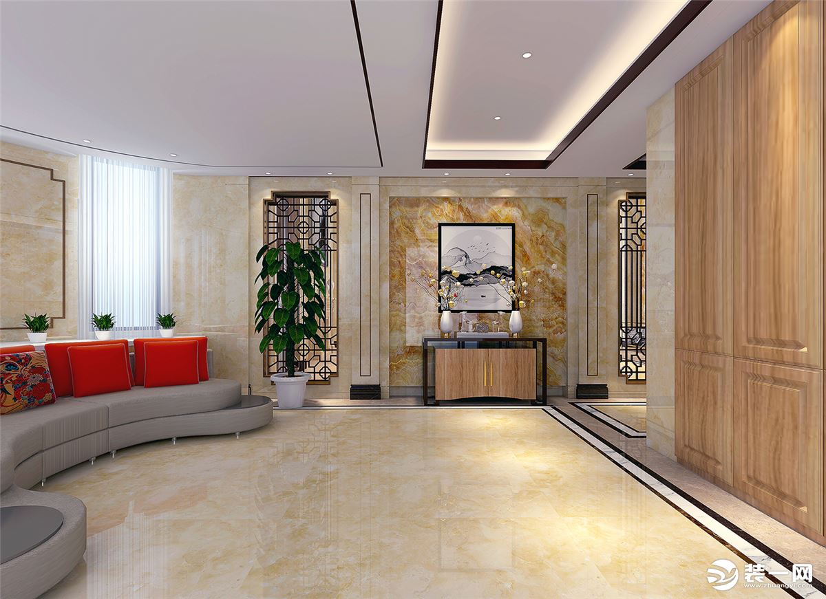 荔园500平新中式风格案例起居室