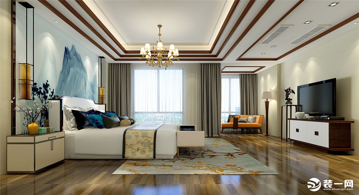 荔园500平新中式风格案例卧室