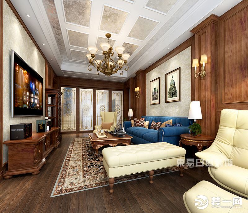 如东自建别墅300平方新古典主义客厅装修案例
