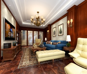 如东自建300平欧式古典风格客厅