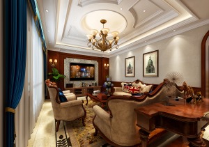 如东自建300平欧式古典风格客厅