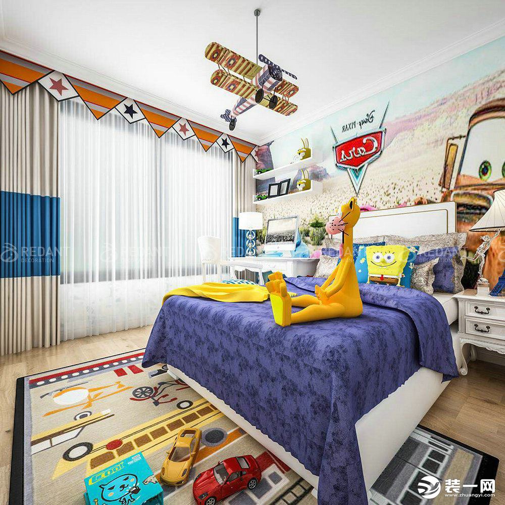 龙湖时代天街140平三居室简美风格卧室儿童房