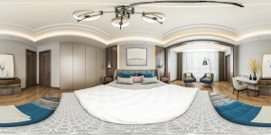 【红蚂蚁装饰】中海名门别墅700平现代风格主卧室全景效果图
