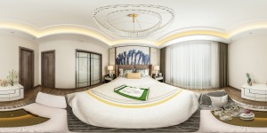 【红蚂蚁装饰】中海名门别墅700平现代风格卧室全景效果图