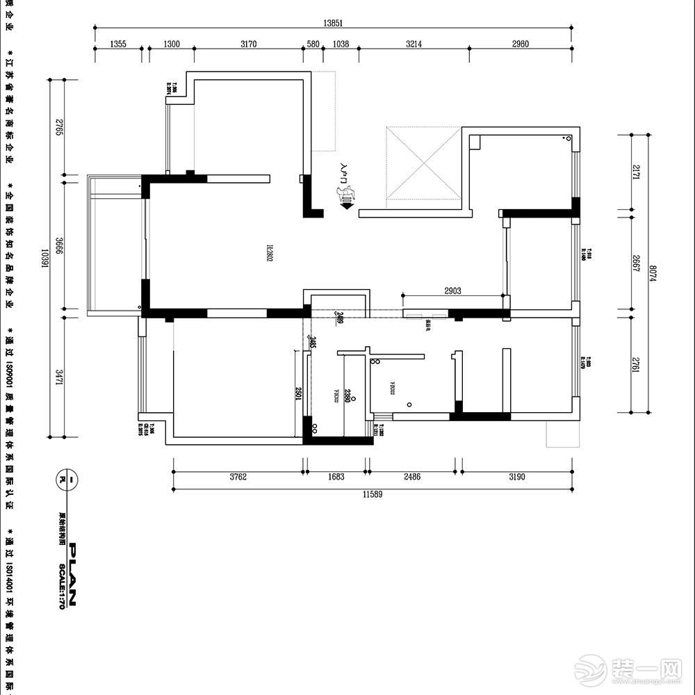【红蚂蚁装饰】建发独墅湾+新中式+户型图  三室两厅124㎡25万