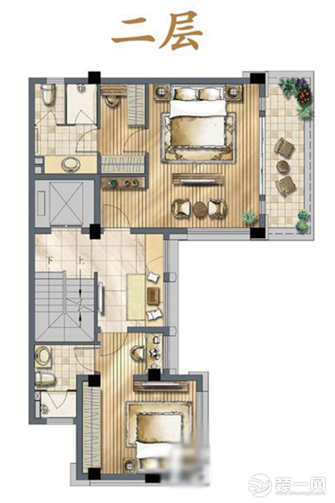 【红蚂蚁装饰】建发独墅湾+中式+户型图  别墅65万