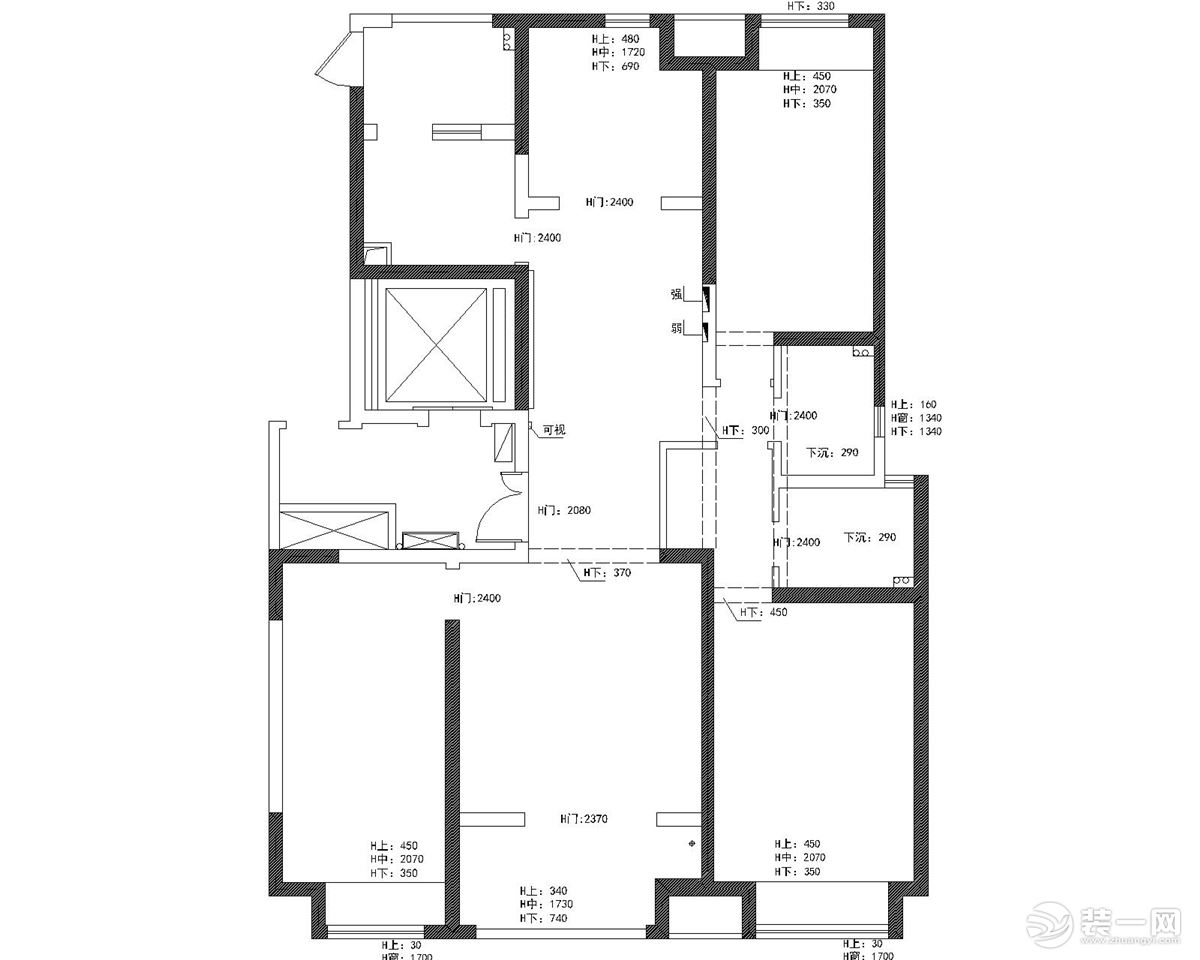 【红蚂蚁装饰】昆山中大未来城+现代+户型图   四室两厅35万