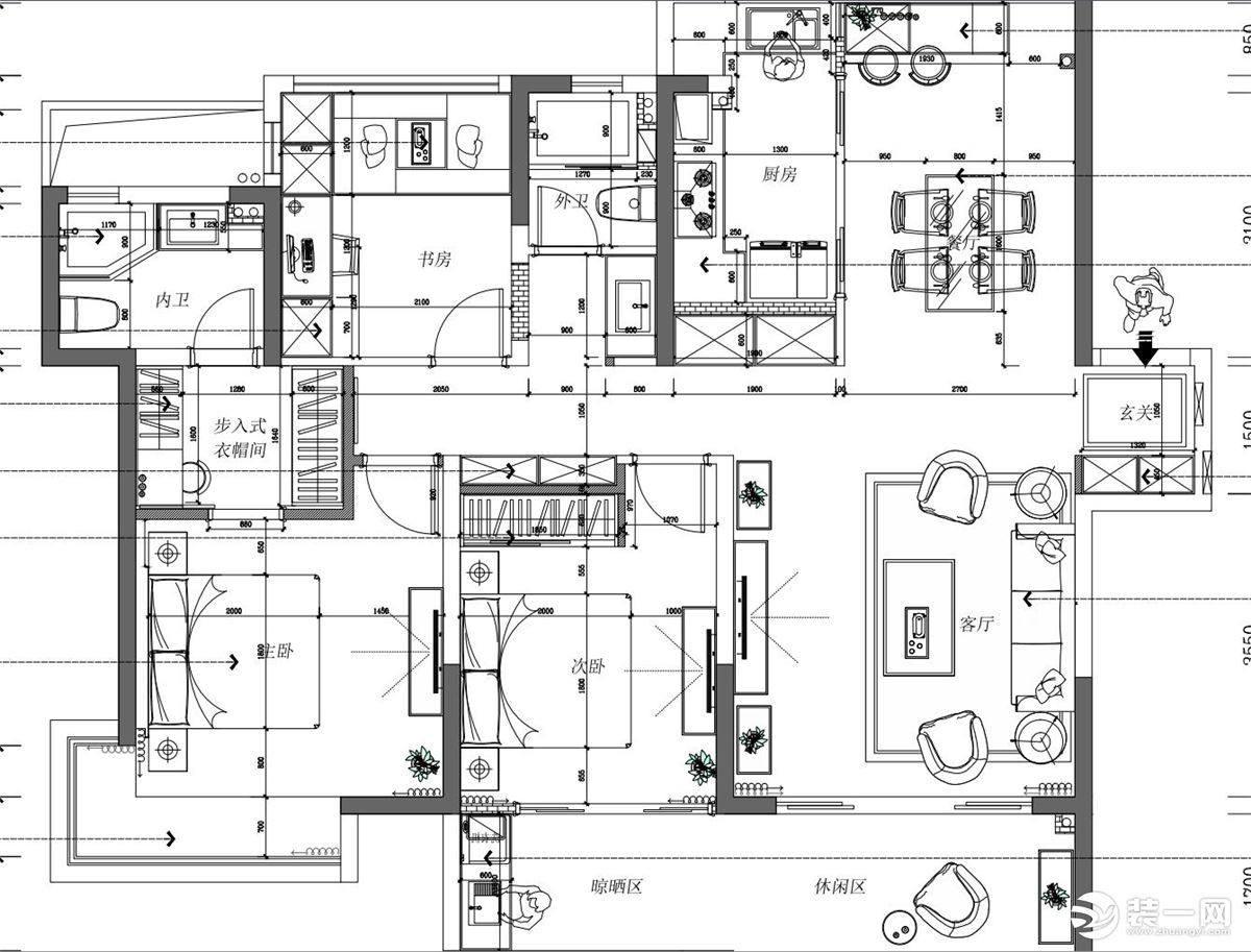 【红蚂蚁装饰】昆山兰亭御园+现代+户型图  三室两厅30万