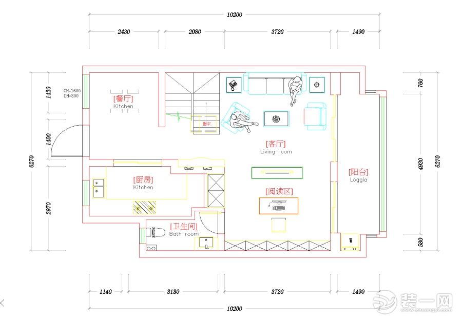 【红蚂蚁装饰】苏州湾天铂+现代+户型图  复式全包28万