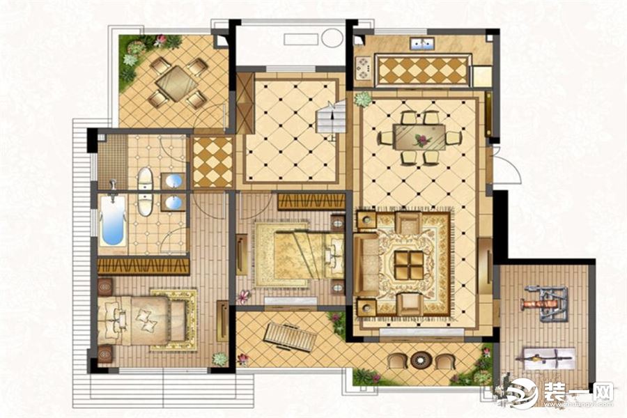 【红蚂蚁装饰】蓝光天悦城+日式极简+户型图  四室两厅全包32万