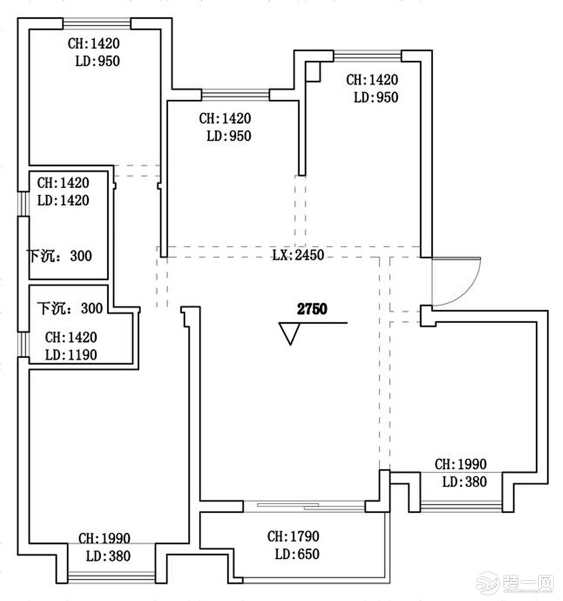 【红蚂蚁装饰】中梁香缇+现代轻奢+户型图  四室两厅全包28万