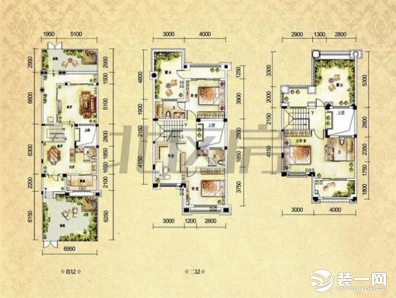 【红蚂蚁装饰】昆山清华园+现代+户型图  别墅全包120万