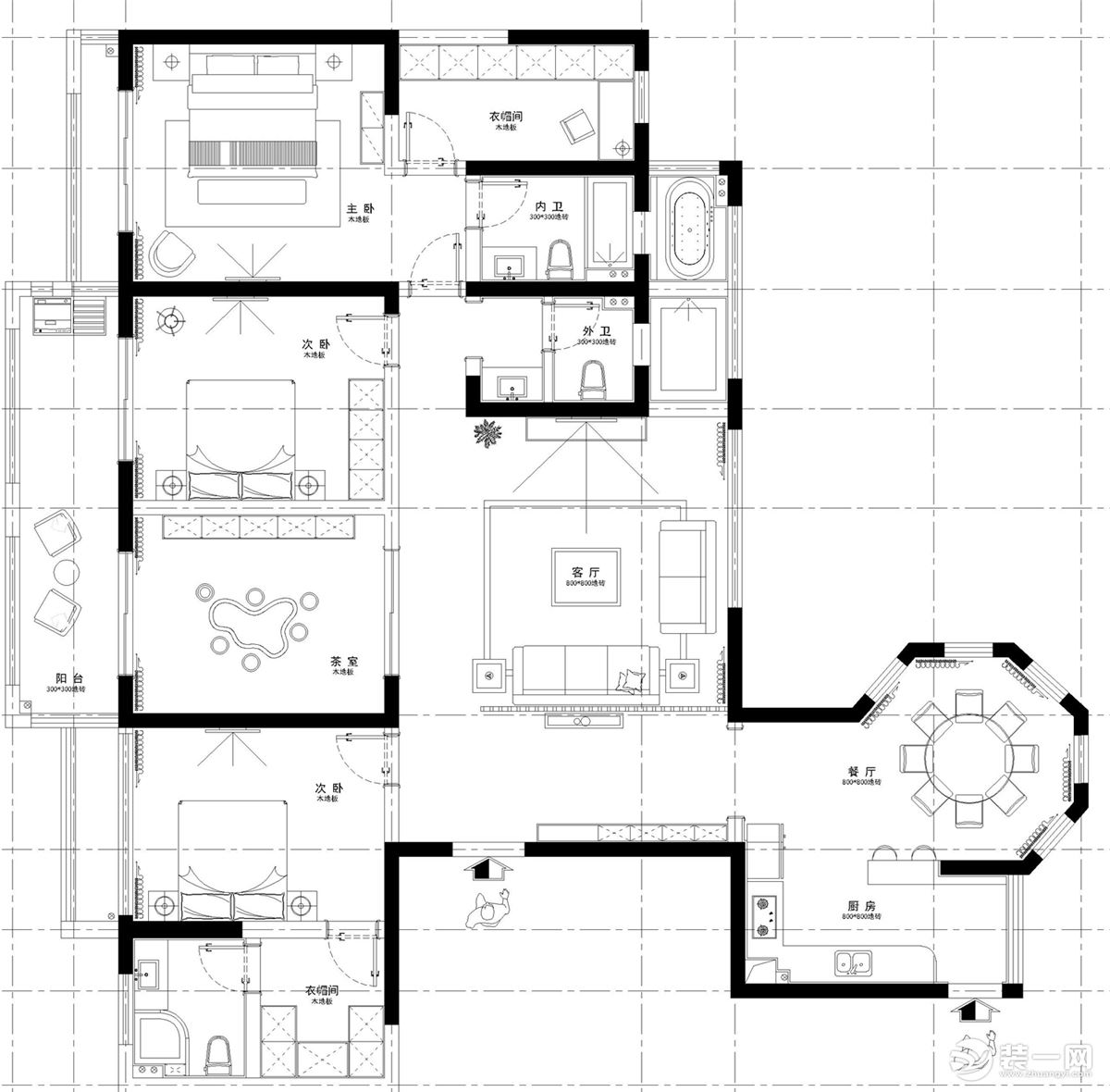 【红蚂蚁装饰】新湖明珠城+现代+户型图  大平层全包40万