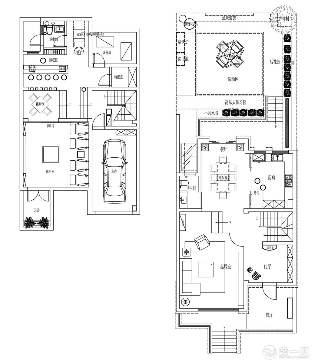 【红蚂蚁装饰】仁恒观棠+新中式+户型图  别墅全包150万