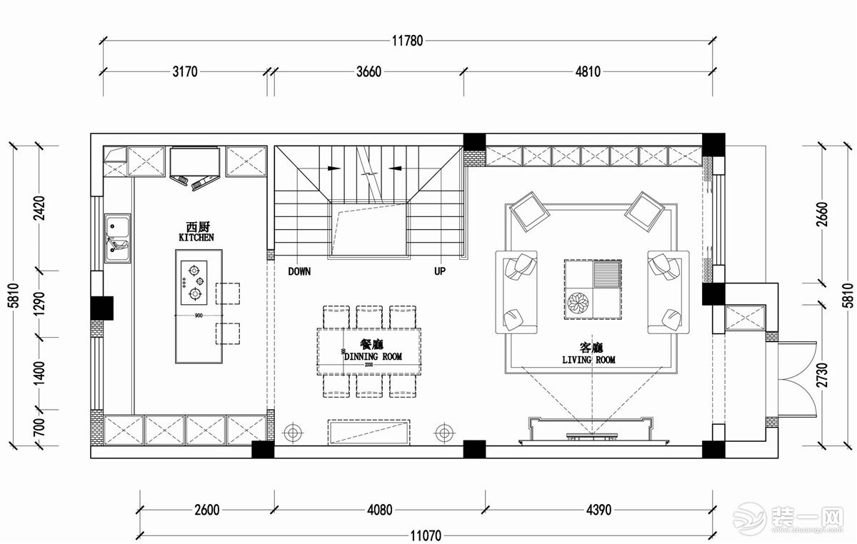 【红蚂蚁装饰】仰山墅+现代高级灰+户型图  别墅全包90万