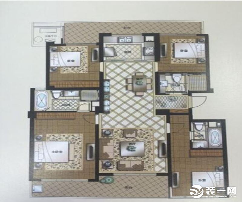 【红蚂蚁装饰】苏州湾壹号+新中式+户型图  四室两厅全包42万