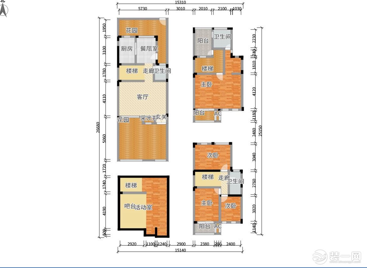 【红蚂蚁装饰】锦泽苑+新中式+户型图  别墅全包80万