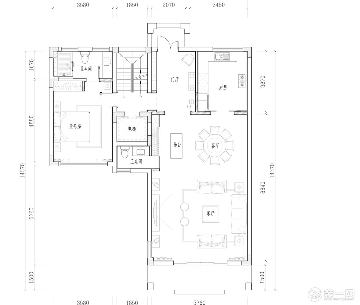 【红蚂蚁装饰】正荣国领+现代+户型图  别墅全包120万