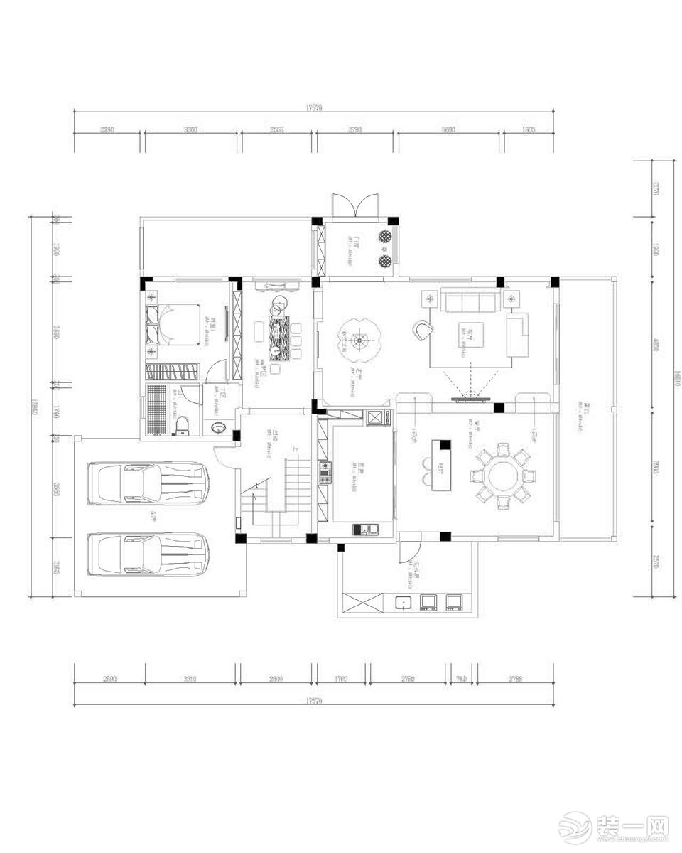 【红蚂蚁装饰】中粮本源300㎡+欧式+户型图  别墅全包120万