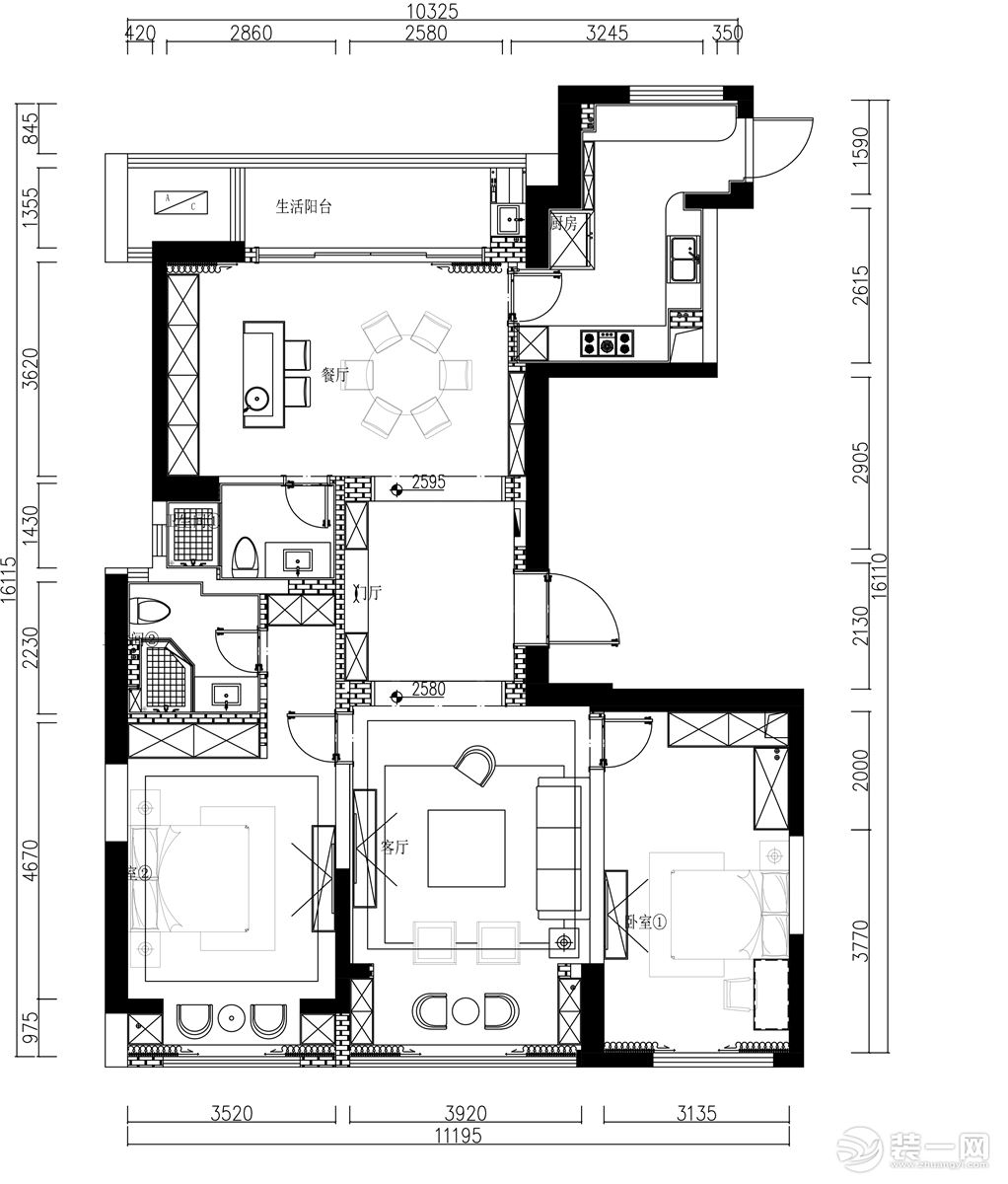 【紅螞蟻裝飾】蘇州灣景苑168㎡+中式輕奢+戶型圖  四室兩廳全包46萬(wàn)