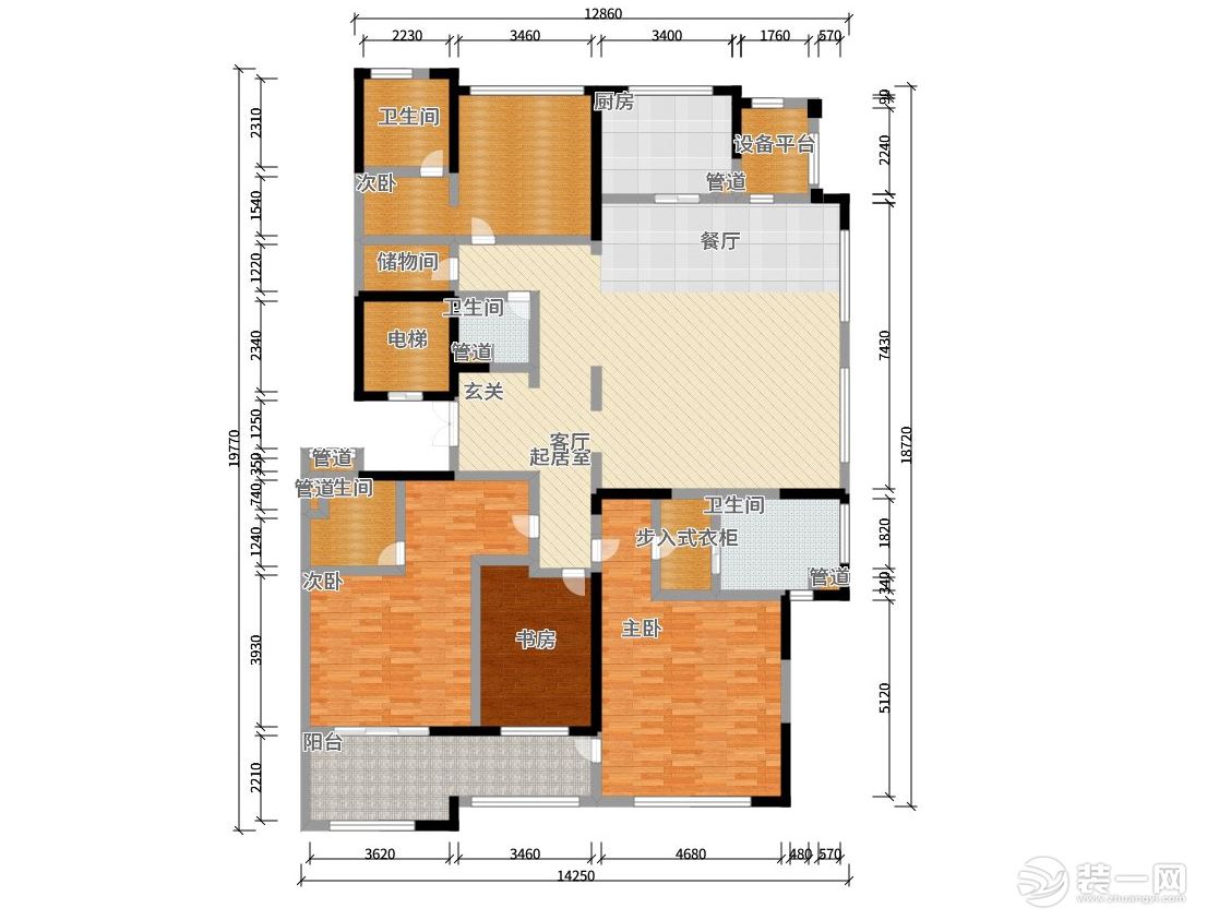 【红蚂蚁装饰】石湖天玺240㎡+现代+户型图  五室两厅全包56万