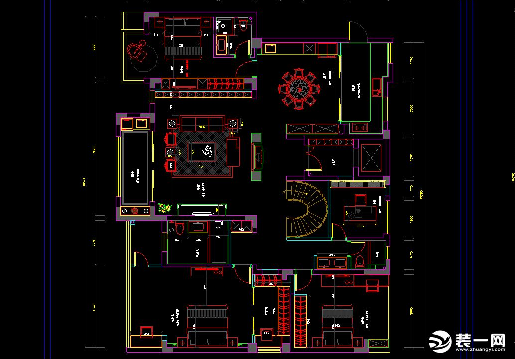 【红蚂蚁装饰】红玺御园230㎡+现代中式+户型图  复式全包64万