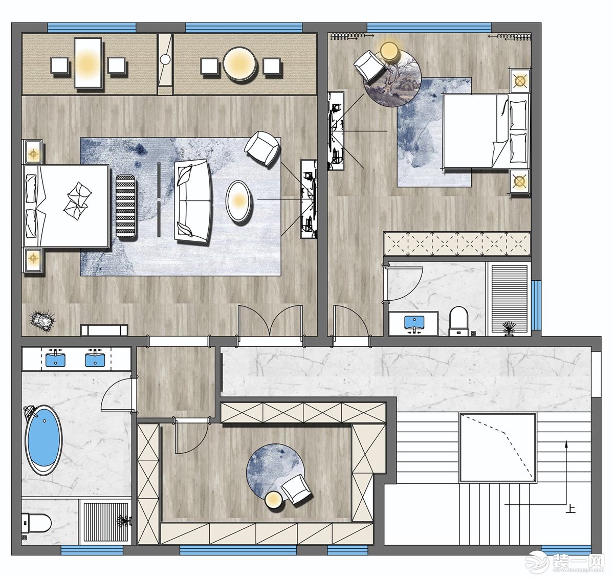 【红蚂蚁装饰】浦庄自建别墅400㎡+新中式+户型图  别墅小全包60万